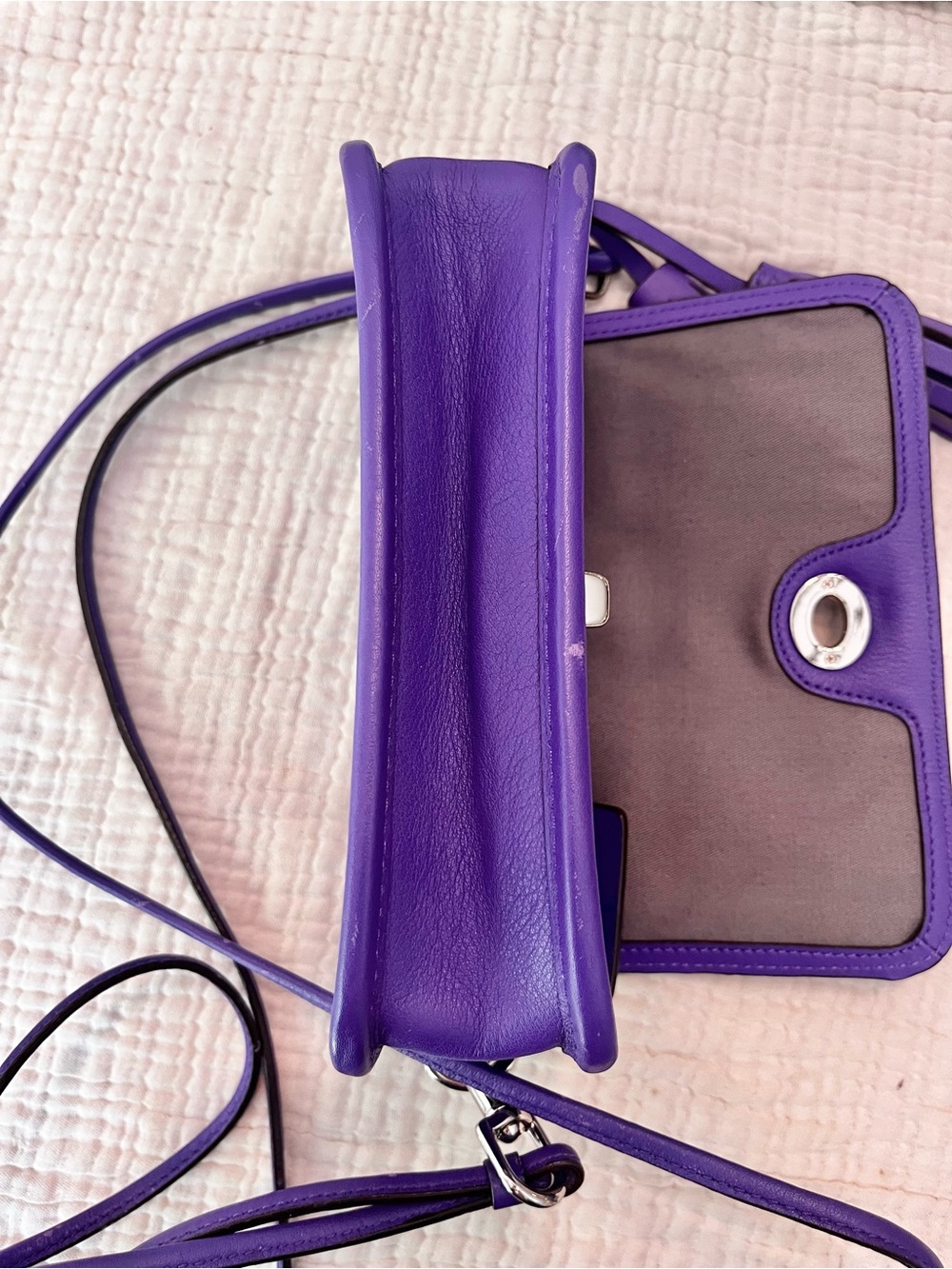 Coach Legacy Leather Penny Shoulder Crossbody Bag 19914 Ultraviolet Purple - Picture 8 of 11